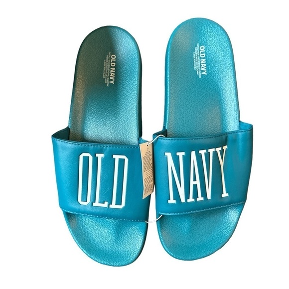 Men’s Old Navy flip flops pool beach slides teal NWT size 10-11 - Picture 1 of 4
